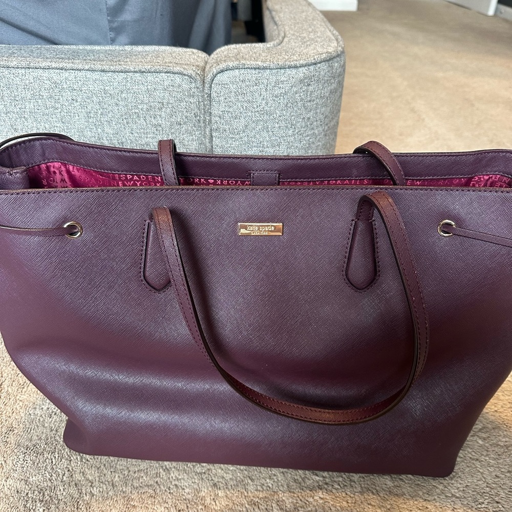 kate spade wine leather tote bag